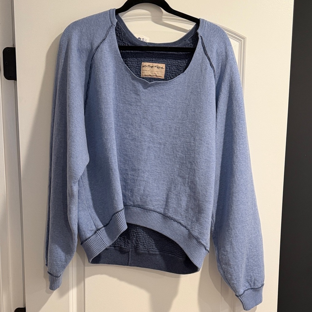 We The Free Light Blue Crew Neck Sweater